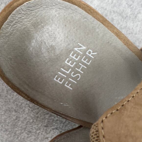 Eileen Fisher Vessey Leather Ankle Strap Sandal-Brown Tan-Block Heel -Women 9.5 - Picture 10 of 10